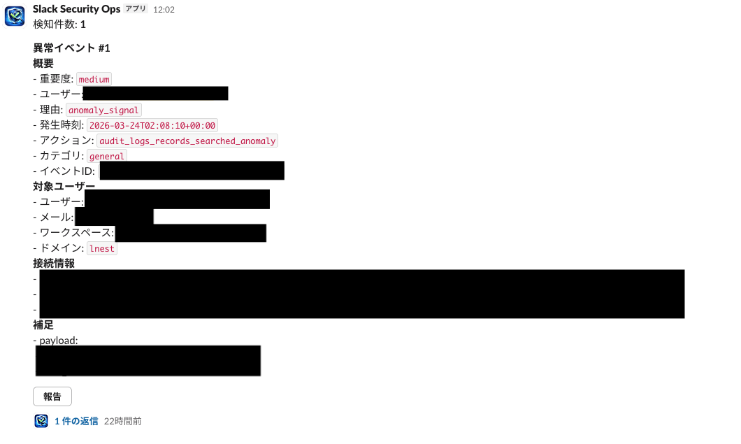 Knowledge Safe+ の異常通知イメージ